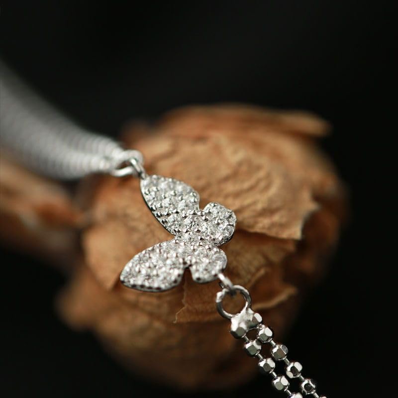 925 Sterling Silver Butterfly Bracelet for Women - Adjustable 1.1mm Dainty Bead Chain Bracelets with Butterfly, Cute Tiny Butterfly Pendant Charm Link Chain Faith Gifts for Women Friends Confirmation Anniversary Birthday - 6+2 Inches - Image 8