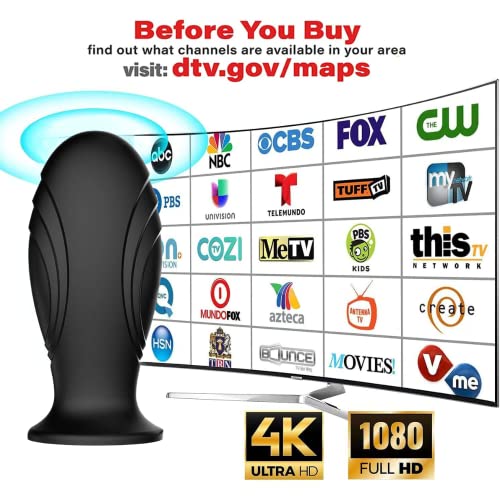 Dododuck 2023 Amplified Hd Digital Antenna For Smart Tv. Long 500 Miles Range, High Gain Indoor/Outdoor Tv Antenna, Supports 4K And 1080P And Older Smart Tvs - 36Ft Hd Cable #TOP1