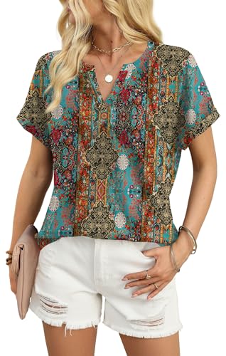 Image of WIHOLL Womens Blouses Spring Tops Short Sleeve Shirts Dressy Casual Summer Vacation Fashion Clothing 2026