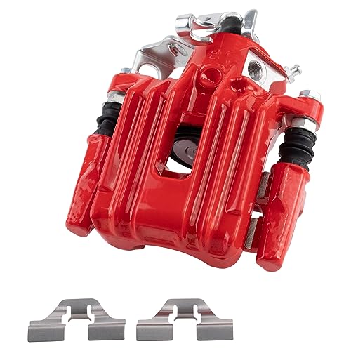 Image of TRQ Rear Right Brake Caliper w /Bracket Performance Red Passenger Side