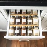 WodGod Bamboo Spice Rack For Drawer,4Pcs Tier Stackable Seasoning Storage Organizer Insert,for Kitchen Condiments Storage Insert(Jars Not Included,Combined Size:18.9" D x 9.5" W x 1.8" H - Image 6