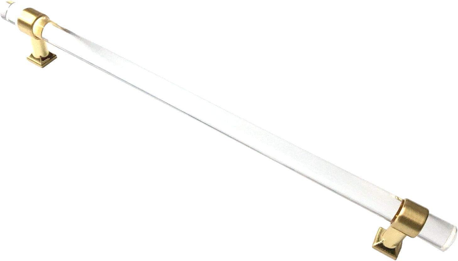1 Inch C-C (1 inches Centers) Lucite Handles Acrylic Cabinet Handle Brushed Gold Brass Knob Drawer Pull Kitchen Hardware Clear 25 mm Centers
