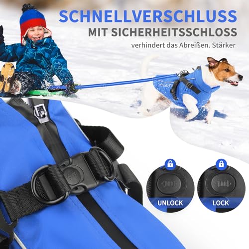 PcEoTllar Wasserdichter Hundemantel für kleine Hunde, warme reflektierende Jacke mit Geschirr für den Winter, Ski-Kostüm, Baumwolle, Hundepullover