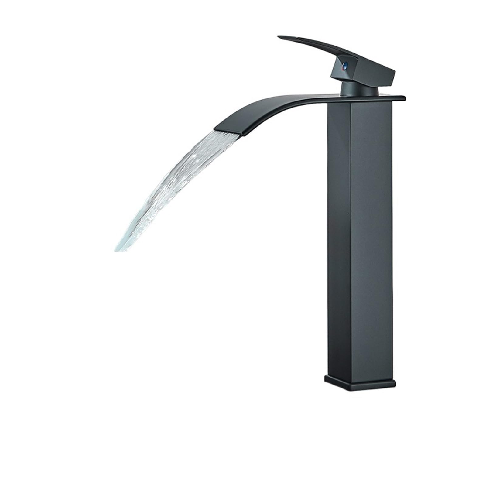 Grifo de lavabo prémium en cascada con diseño de encimera en sofisticado negro mate 1