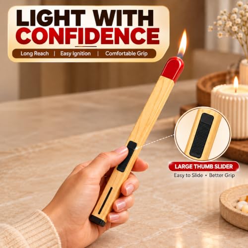 Image of I K IMPEX Match Stick Shaped Gas Lighter for Kitchen, Long Handle Butane Gas Lighter for Gas Stove, Candle & BBQ, Windproof Refillable Multipurpose Lighter for Home & Outdoor Use