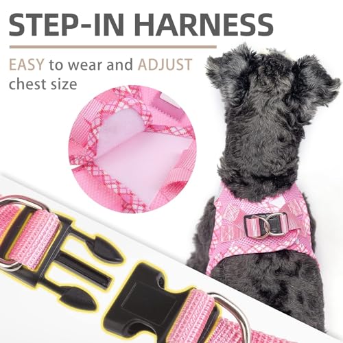 PUPTECK Step-in Dog Harness Small Dog No Pull Vest and Lead Set for Puppy Cats Outdoor Walking Pink L - Image 4