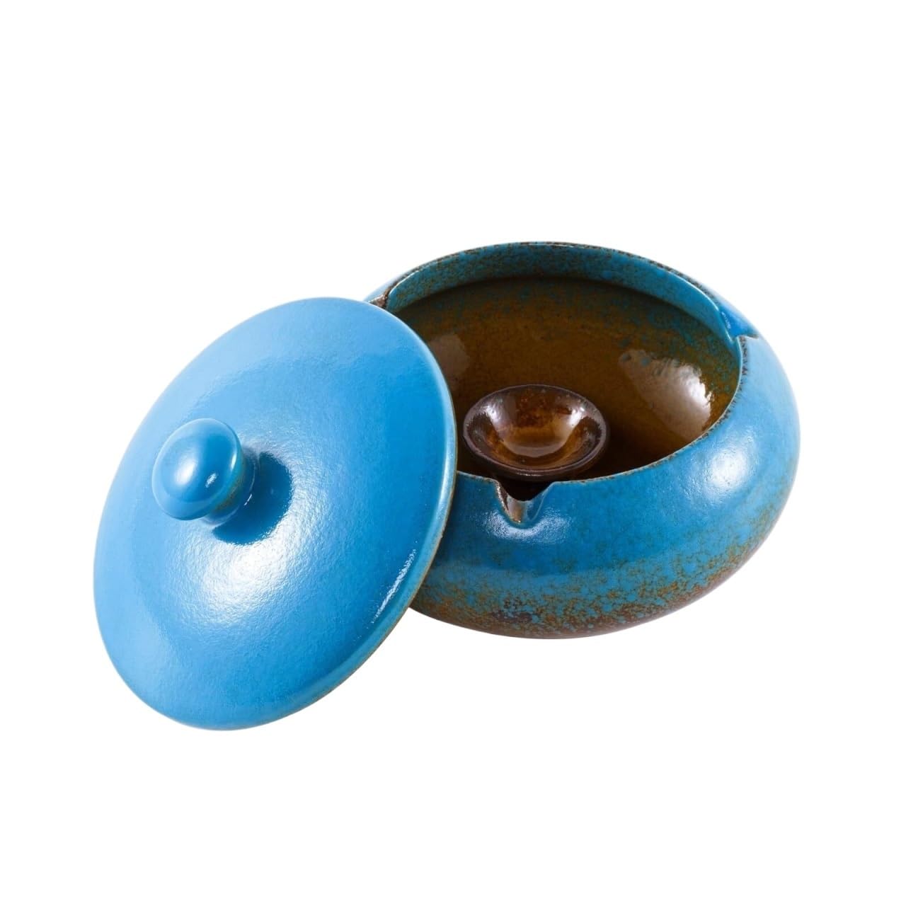 Smoking Ash Tray Ceramic Ashtray With Lid Windproof Desktop Cigarette Holder For Smokers Smokers(Blue)