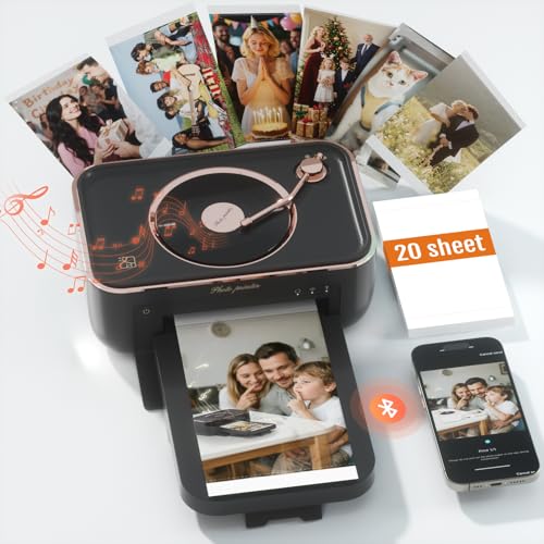 Image of PRT 4x6 Photo Printer with 20 Sheets & 1 Ribbon, Portable Photo Printer for iPhone /Android, Ideal Gift for Home & Scrapbooking Use, Black