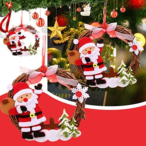 Merry Christmas Wreath Rattan Wreaths For Front Door Hanging Wreath Xmas Ornament Garland For Indoor/Outdoor House Decorative Pendant (Reindeer Snowman Artificial Wreath Christmas (A, One Size) #TOP1
