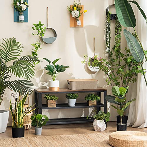 Apicizon Shoe Bench, 3-Tier 35.5 Inches Shoe Rack For Entryway With Long Seat And Metal Shelves For Garage, Industrial Steel Storage Bench For Living Room, Bedroom, Mudroom, Rustic Brown #TOP6