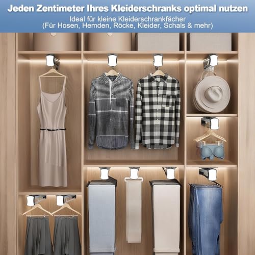 HONZUEN Kleiderstange Ausziehbar Schrank 30cm, Teleskopstange Schrankauszug mit Dämpfung, Verstellbare Kleiderstange für Schrank, Kleiderbügel Stange Platzsparend für Hosenhalter