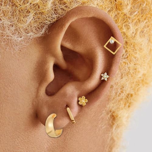 82 Pairs Gold Earrings for Women Trendy, Pearl Bow Small Hoop Stud Earrings Pack, Earring Set Multiple Piercing for Birthday Party Gift4