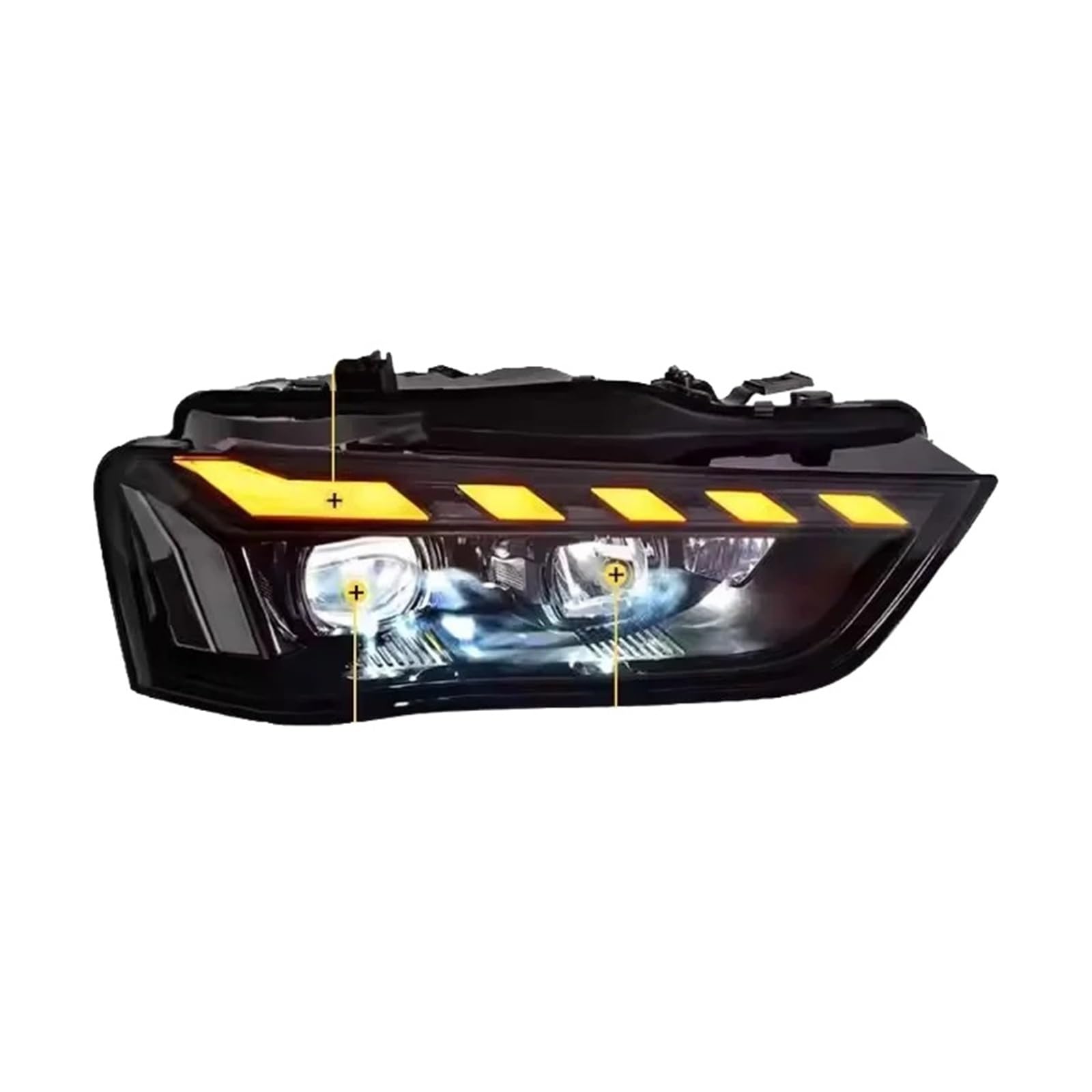 Fari Anteriori per Audi A4 B8 B8.5 con luci diurne a LED (DRL) 2013-2016, modificati, con Lente proiettore S4, Plug And Play (-/ Originali).
