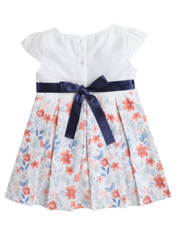 Image of Mama&Bebe Summer Dress for Girls with Cotton Soft Lining | Printed Fit & Flare Kids Outfit with Cute Bow Detail | Comfortable Breathable Party & Outing Dress for Toddlers and Little Girls