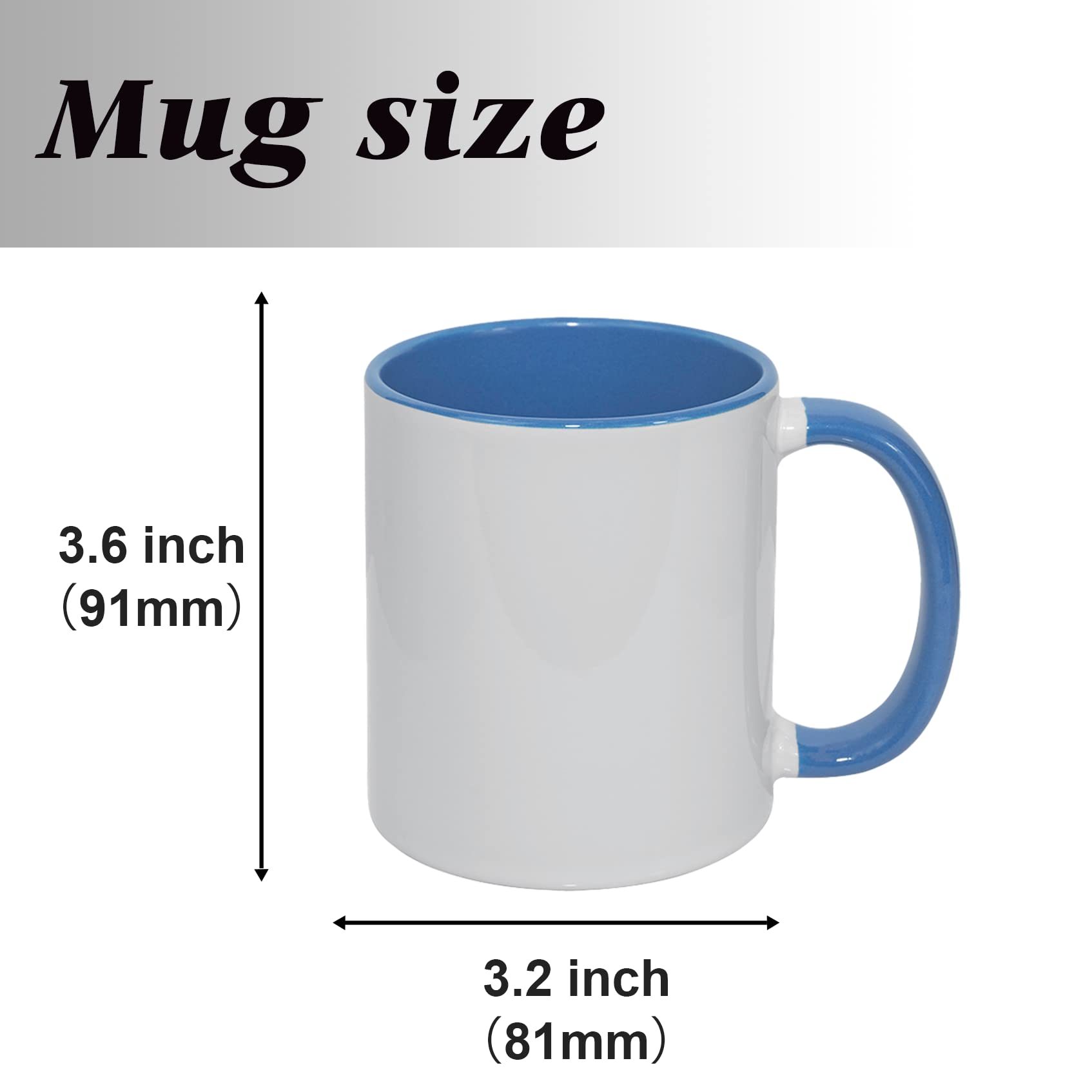 MR.R Tazas de café de cerámica para lavavajillas con taza de color azul, interior y asa, taza para beber té de leche, agua de 11 onzas, juego de 6