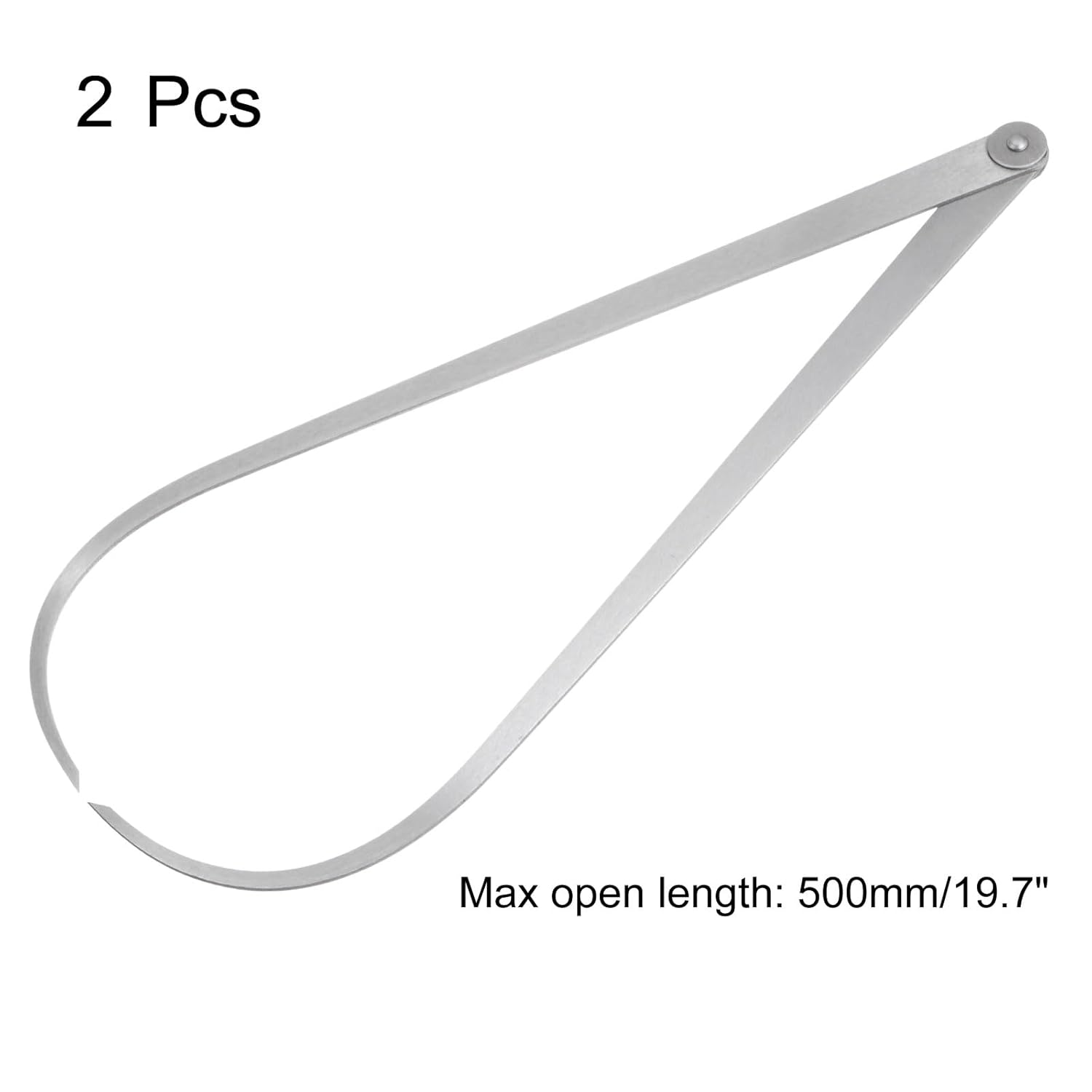 HARFINGTON 2pcs Firm Joint Outside Caliper 500mm 20 Inch Tool Steel Firm Friction Joint Internal Measurement Tool for Carving Shaping Modeling, Silver