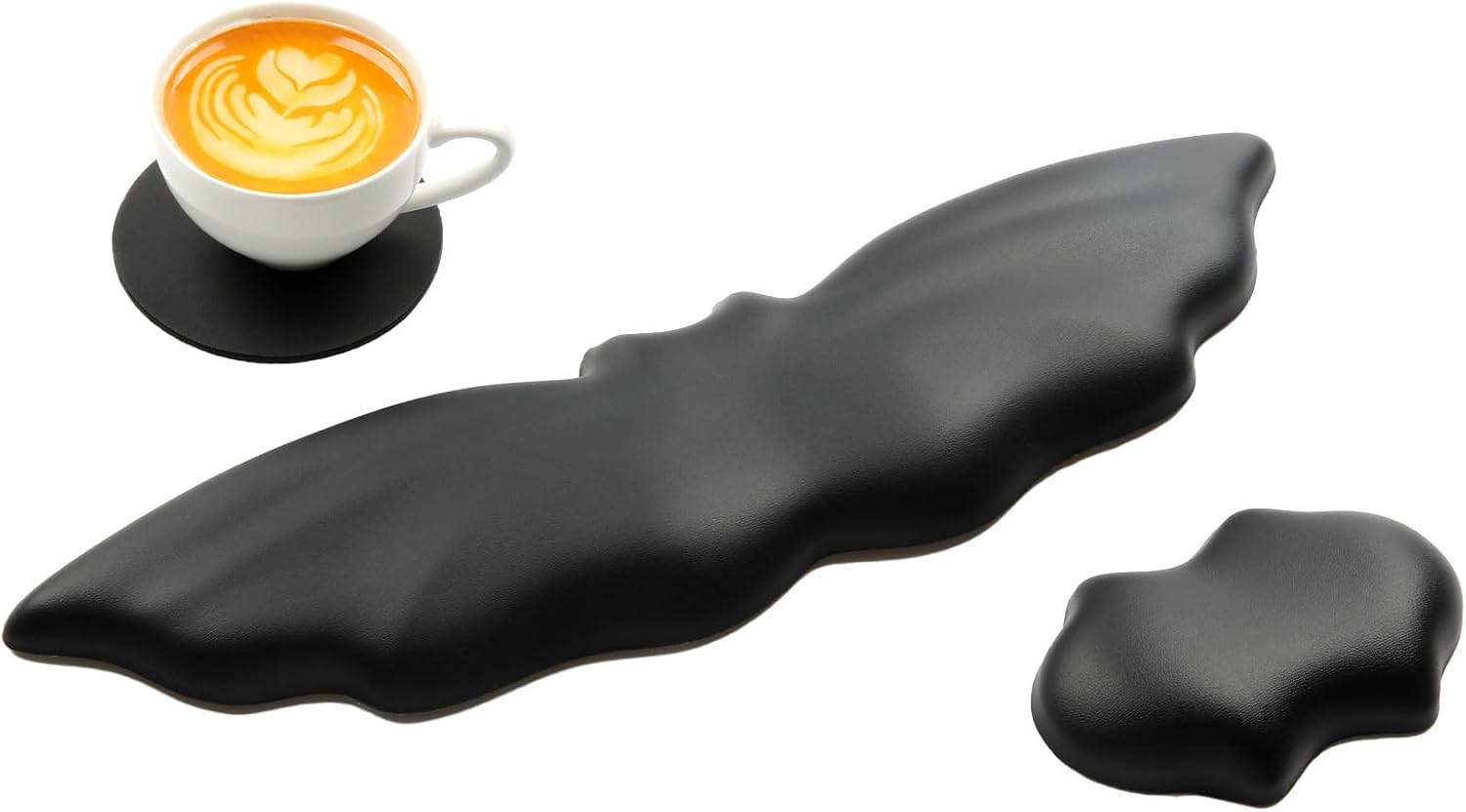 Keyboard Wrist Rest - Soft Leather Halloween Bat Wrist Pad for Mouse Wrist Rest with Non-Slip Base, Wrist Pad for Keyboard,Arm Rest for Desk Computer Laptop Mac Gaming Office Black