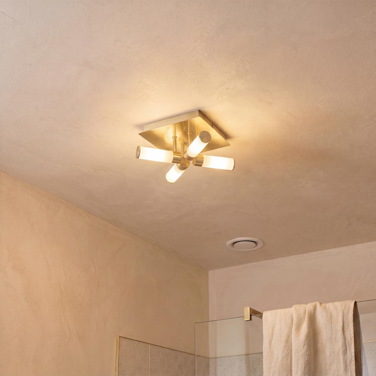Qazqa bath - Lampada da soffitto Moderno - 4 luce - L 23 cm - Oro/Ottone - Moderno - Bagno