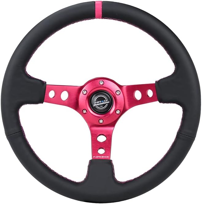 NRG Innovations - Volante de cuero reforzado RST-006FH + ambientador de laboratorio de rendimiento estadounidense