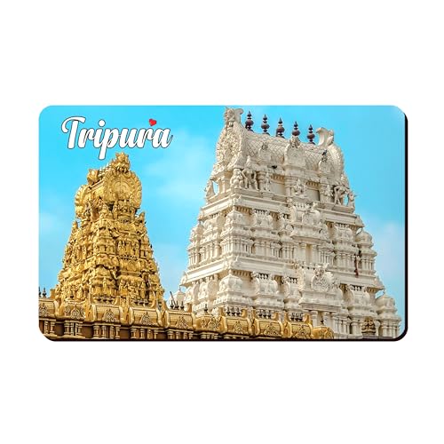 Image of Elegant Fridge Magnet with Themes |Rectangular Size Refrigerator Magnet with Magnetic Rubber Back | Pack of 1, 8.6cm X 5.4cm (Tripura)