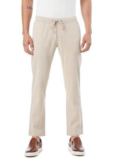 Men's Taper Fit Stretch Cotton Joggers with Elasticated Waistband & Drawstrings