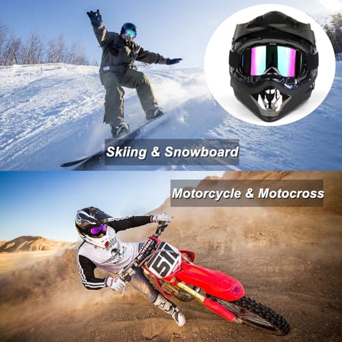 LJDJ Ski Goggles, Pack of 2 - Snowboard Adjustable UV 400 Protective Motorcycle Goggles Outdoor Sports Tactical Glasses (Black + Pink) - Thumbnail 3