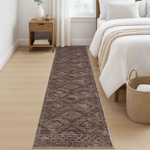 KILOCOCO Hallway Runner Rug 2'x8' Runners for Hallways Washable Runner Rug Non Slip Laundry Room Rug Low-Pile Rug Runner for Bedroom Kitchen Living Room Boho Rug, Rust Red
