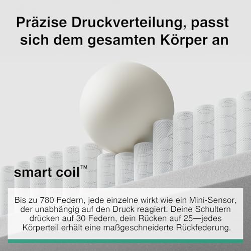 Novilla Matratze 160x200 cm, Härtegrad H3 und H4, 30 cm Höhe 7-Zonen-Stützung Hybrid, Memoryschaum und Federkernmatratze mit Taschenfedern… – Ansicht 8
