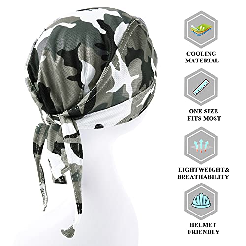 Docila Cooling Camo Cycling Cap Men Women 3 Pack Biker Do Rags Sweat Wicking Helmet Liner Hat Breathable Mesh Skull Beanie Head Dad Memorial Gifts #TOP4