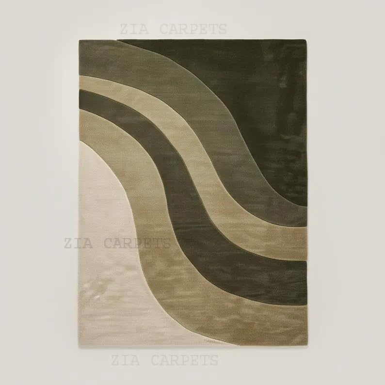 Image of zia carpets Hand Tufted Woollen Modern Collection Bedroom & Living Room Carpet Size 6 X 6 Feet