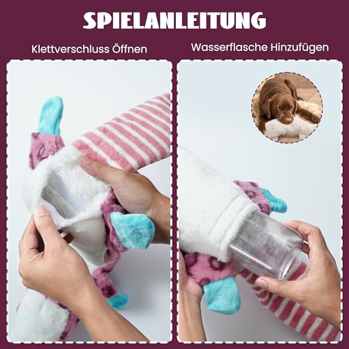 Nocciola 2 Pack Knister-, Quietsch- Hundespielzeuge ohne Füllung, aus Weichem und Unzerstörlichem Stoff, für Wasserflaschen, Extra Lange, Plüsch-Kauspielzeuge für Kleine, Mittelgroße und Große Hunde