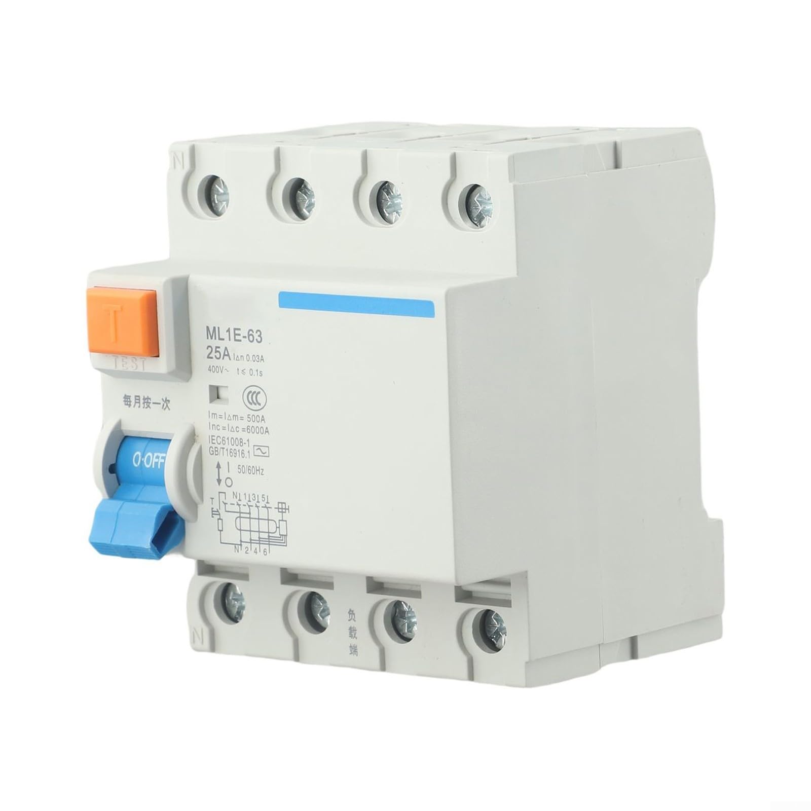 Three Phase Leakage Protection Circuit Breaker, Multifunctional 3P+N Air Switch Leakage Protector, AC400V Din Guide Rail(40A) - Image 4