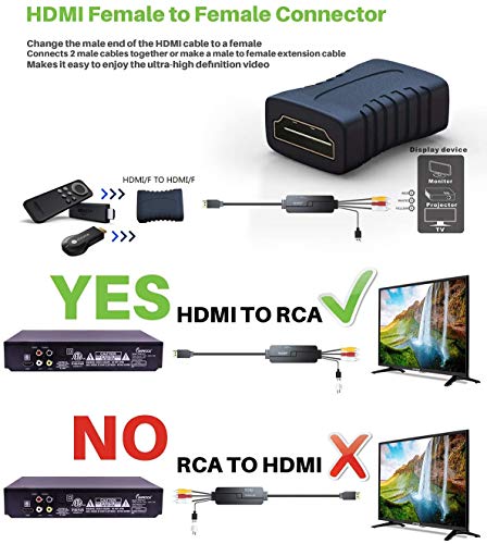NewBEP HDMI to RCA Cable, HDMI Male to 3RCA/AV Converter Adapter HDMI Signal to Analog AV CVBS - Supports PAL/NTSC for Fire TV. Roku,DVD,HDTV,PC,Laptop,Xbox,PS4 - Thumbnail 5