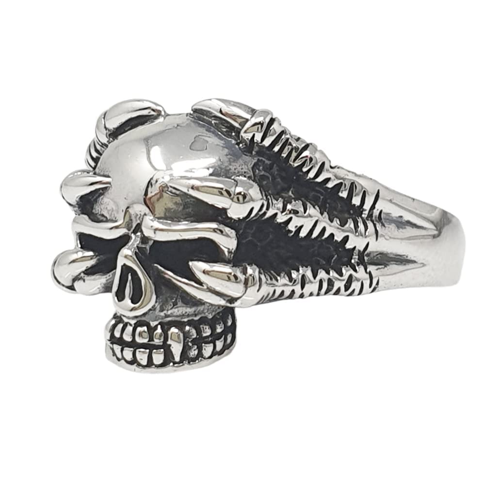 Treasure Bay Anillo de plata de ley 925 con garras de águila para hombre y mujer, diseño de calavera, punk, garras de águila, tamaño: N P R T W Y Z