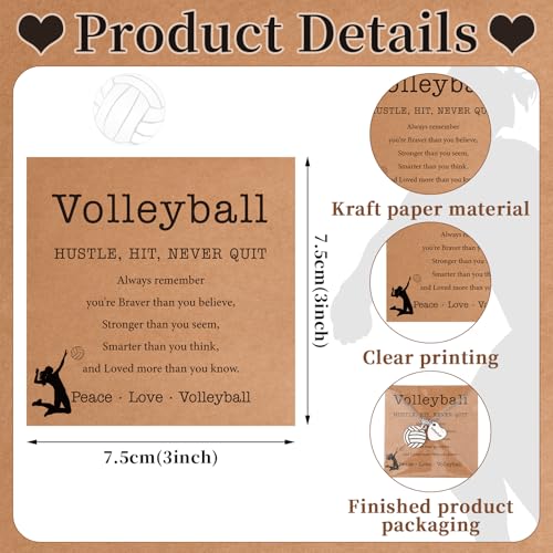 12 Sets Volleyball Team Gifts for Women, Volleyball Necklace Jewelry Sport Pendant with Inspirational Card and OPP Bags for Team Gifts Stuffs Party Favors3