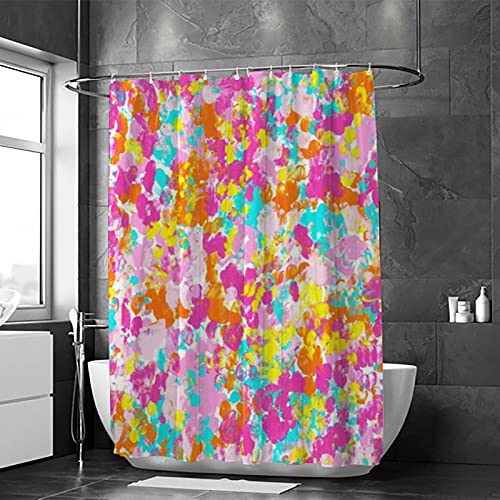 Rideau de douche abstrait multicolore lavable en machine 168 x 183 cm