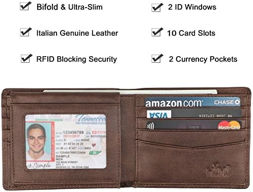 Wallet for Men-Genuine Leather RFID Blocking Bifold Stylish Wallet With 2 ID Window