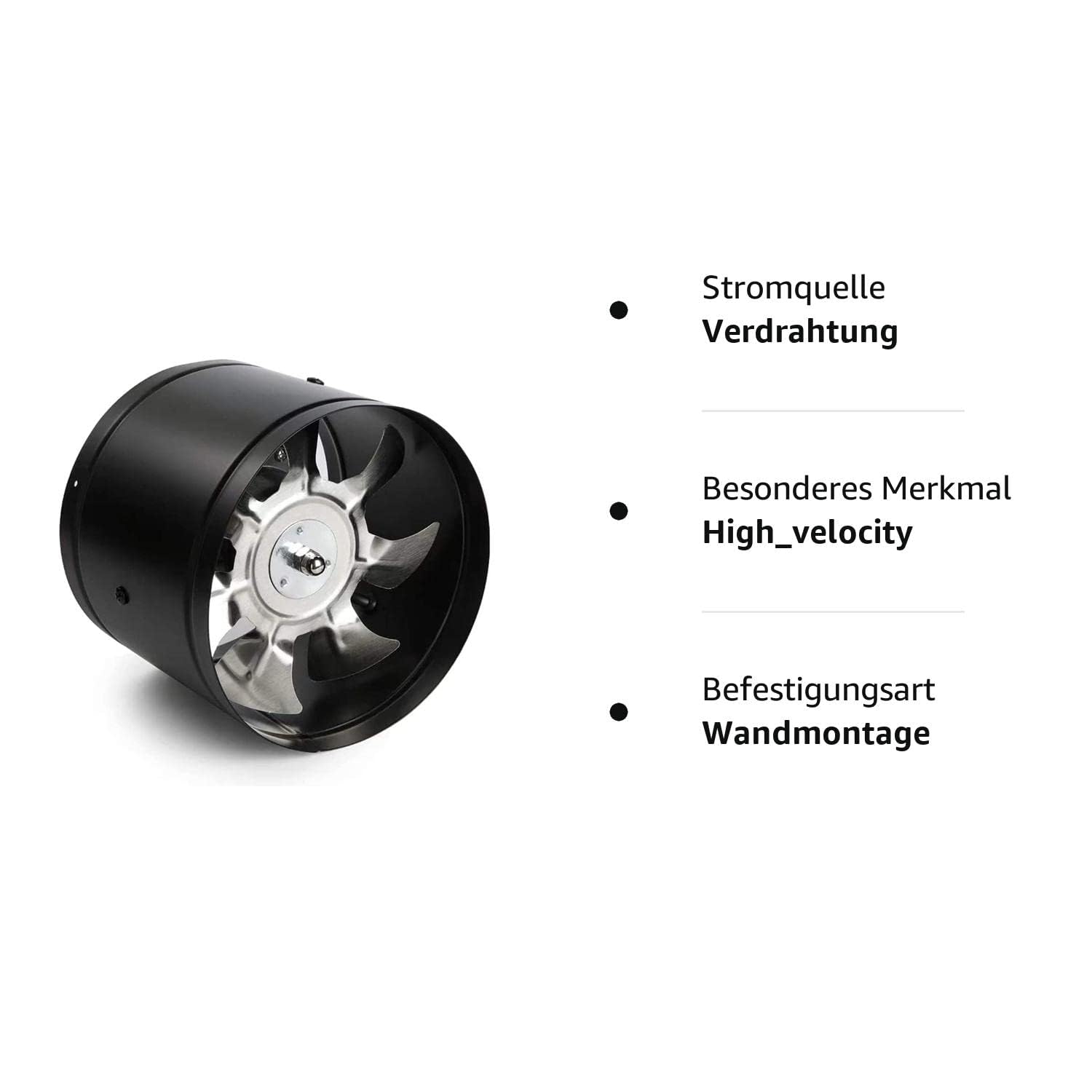 150 mm Estrattore Assiale, Ventilatore in Linea 500 m³/h Aspiratore Estrazione Ventilazione Standard di Silenzio Bagno a Basso Consumo Energetico