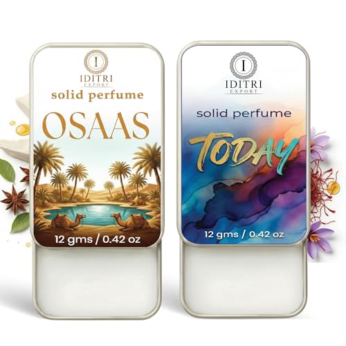 Image of Solid Perfume |Osaas&Today Alcohol Free Wax Perfume Balm, Long Lasting | Pocket Tin 12g, Pack Of 2| Non Greasy Smooth Glide, Travel Friendly Men And Women