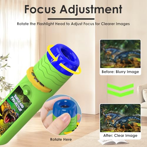 Image of Pup Go Dinosaur Toys for Kids 3-7, Dinosaur Flashlight Focusable Projector Light with 24 Realistic Dino Images, Kids Night Light, Best Gift Cool Dinosaurs Toys for 3 4 5 6 7 Year Old Boys Girls