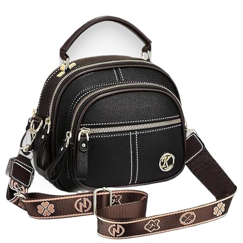Relativitye Crossbody Bag, Classic Multifunctional Compartments Adjustable Wide Shoulder Strap Leather Crossbody Bag