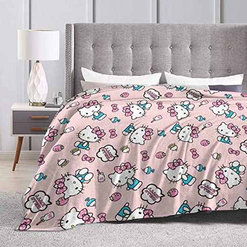 Cartoon Cute Cat Pattern Blanket Soft Cozy Portable Fuzzy Throw Blankets For Sofa Bed 60"X50" #TOP3
