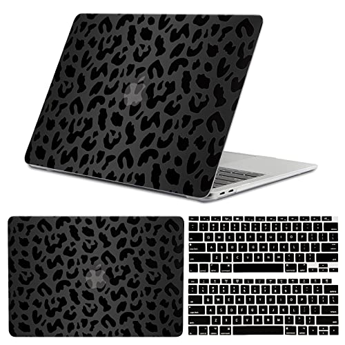 GABraden Compatible with MacBook Air 13 inch Case,2020 2019 2018 Release,(A2337 M1 A2179 A1932),with Touch ID and 2 Pack Keyboard Protectors,Laptop Plastic Hard Shell?Black Leopard Cheetah Pattern?