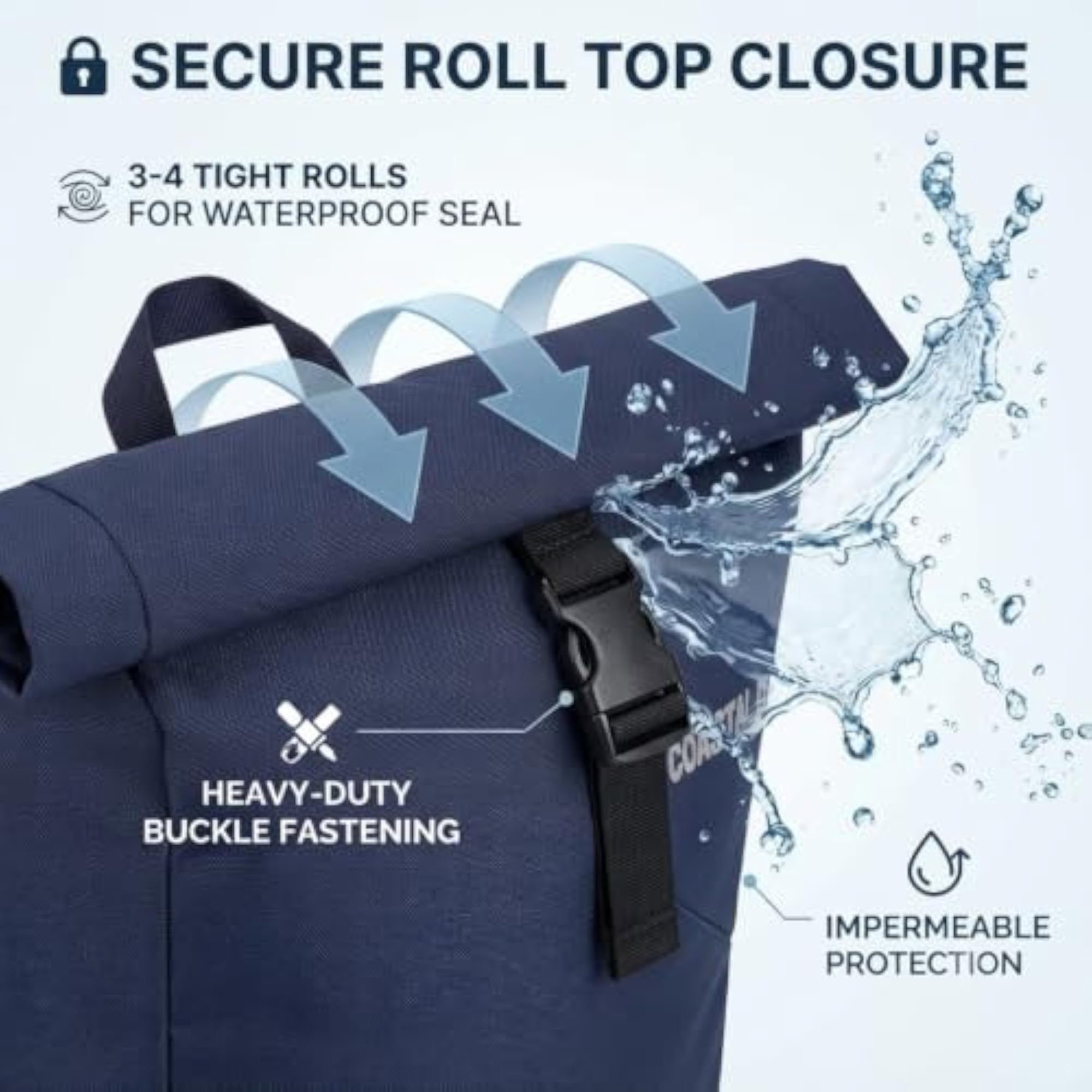 Waterproof Dry Bag with Roll Top Closure, Lightweight Storage Bag