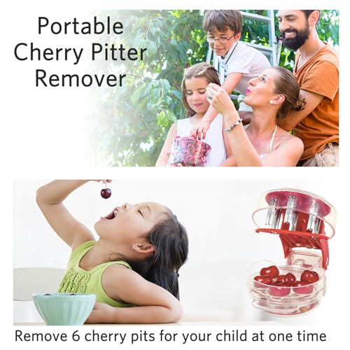 Foto von zwetschgenentsteiner, 6 Olivenentkerner mit lebensmittelechtem Silikonbecher, handgehaltenes Kirschrot Datteln Entsteinungsgerät für die Herstellung der Kirschkuchen Pasty, Obstschäler