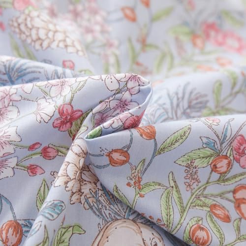 Image of Blue Floral Full Size Comforter Set Vintage Botanical Flowers Bedding Set | Aesthetic Birds Flowers Cottagecore Comforter Lightweight Soft Coquette Bedding Comforter with 2 Pillowcases