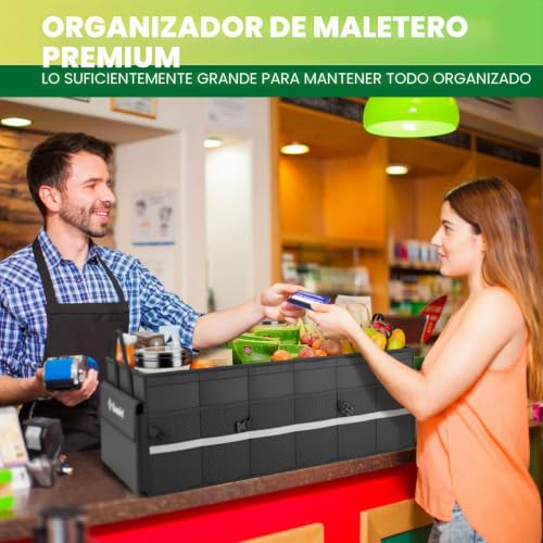 Miniatura 4 de K Knodel Organizador De Maletero De Coche, Funda Plegable, Organizador De Almacenamiento Plegable Resistente Para Maletero De Coche, Organizador De Maletero Con Tapa Grande, Negro