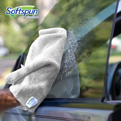 SOFTSPUN Microfiber Cloth 40x40 cms Multi-Color - Thick Lint & Streak-Free Multipurpose Cloths - Automotive Microfibre Towels for Car Bike Cleaning Polishing Washing & Detailing… (Image - 5)