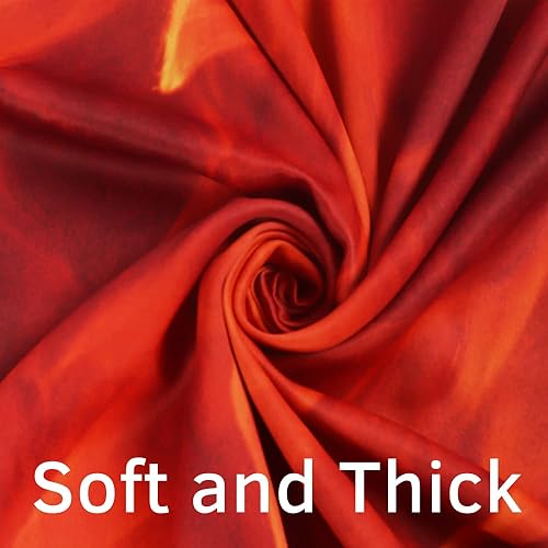 Miniatura 4 de Renaiss Cortinas opacas de fuego naranja de 84 pulgadas de alto x 53 pulgadas de ancho, juego de 2 paneles con aislamiento térmico para dormitorio,