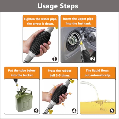 Bomba de sucção líquida multifuncional, bomba de mangueira de sifão de gasolina com tubo de PVC durá
